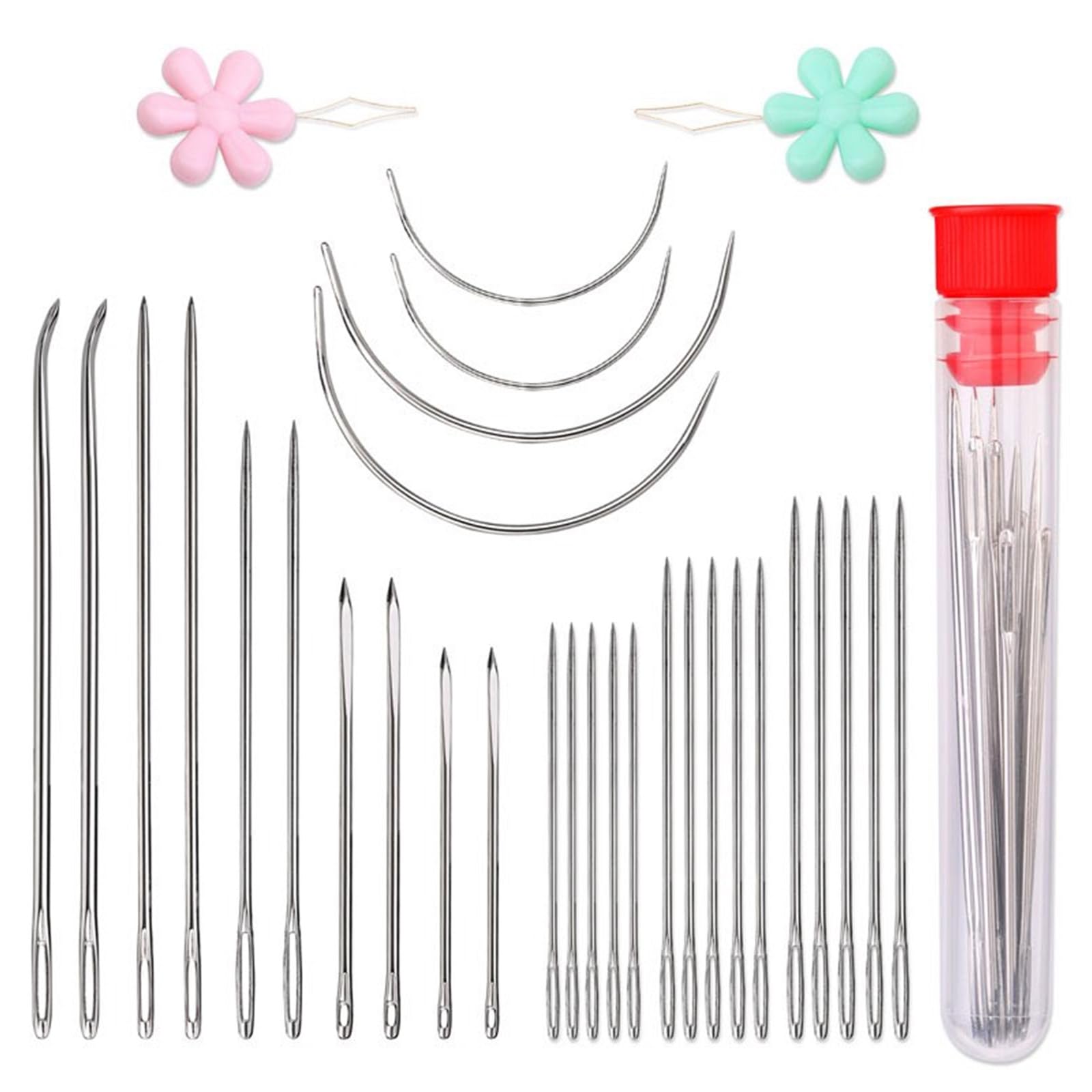 10 Set Big Eye Hand Sewing Needle Large Eye Curved Needle Stitching Knitting Tool for Needlework Enthusiasts