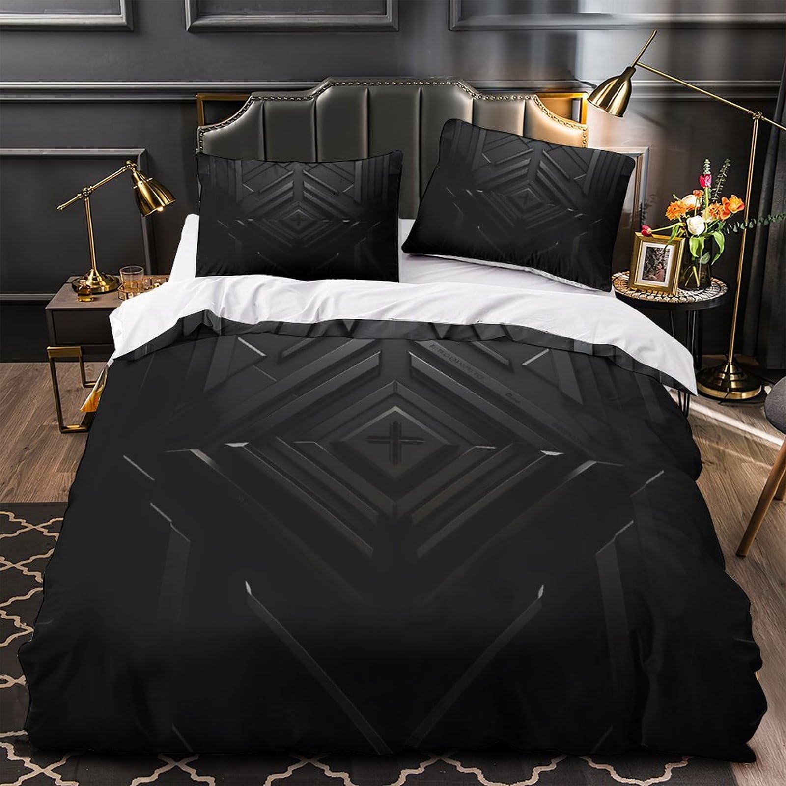 Parure de lit géométrique 135x200cm avec housse de couette imprimée 3D