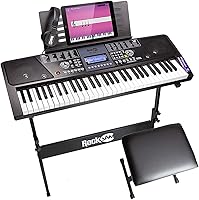 RockJam 61-Key Keyboard Piano Super Kit with Stand, Stool, Headphones, Note Stickers & Simply Piano Lessons