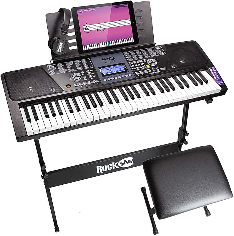 RJ561 61 Key Keyboard Piano Kit with Stand, Stool & Headphones