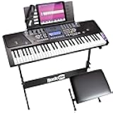 RockJam 61-Key Keyboard Piano Kit with Stand, Stool, Headphones, Keynote Stickers & Lessons