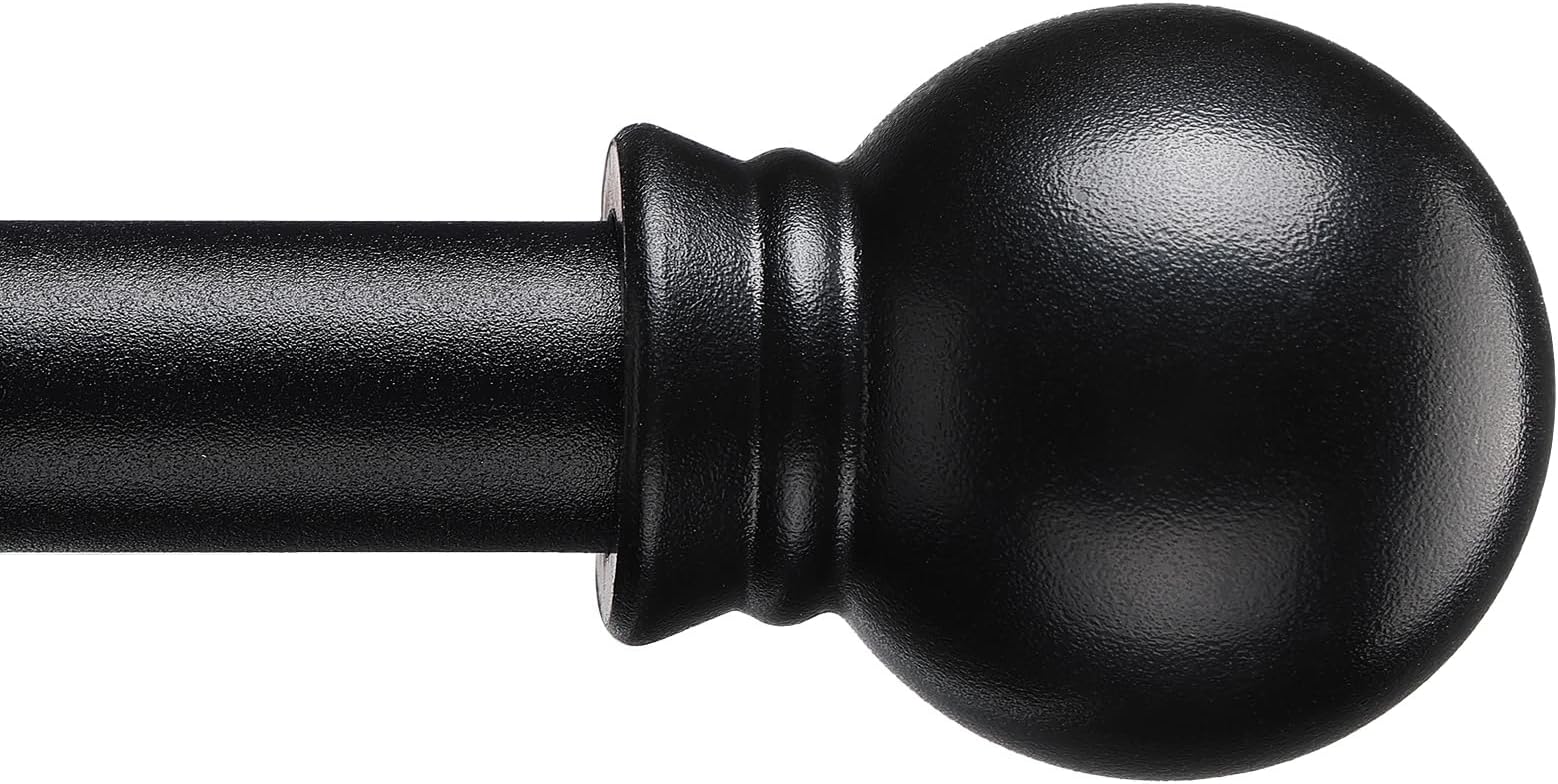 Black Curtain Rods for Windows 28 to 48 Inch, 5/8 Inch Small Curtain Rod with Brackets(size：28-52 Inch)