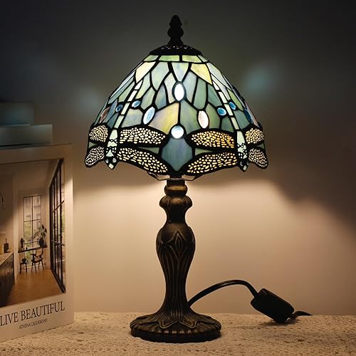 Miniatura 9 de Pequeña Lámpara Tiffany de Vidrio Emplomado, Lámpara de Mesa, Mini Luz de Acento de Escritorio para Dormitorio, Mesita de Noche, Lectura, Hogar,