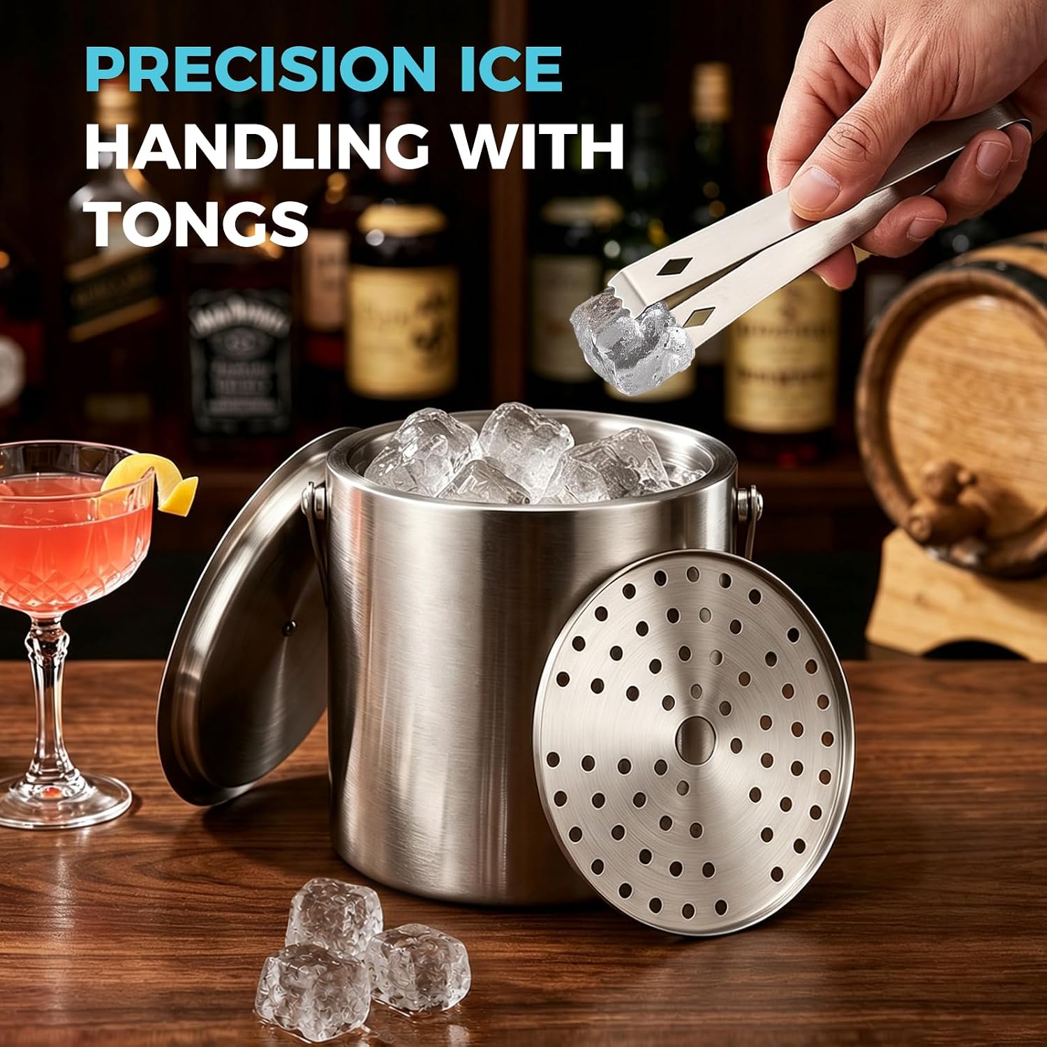 3L Ice Buckets for Parties 6PC Stainless Steel Ice Bucket Set