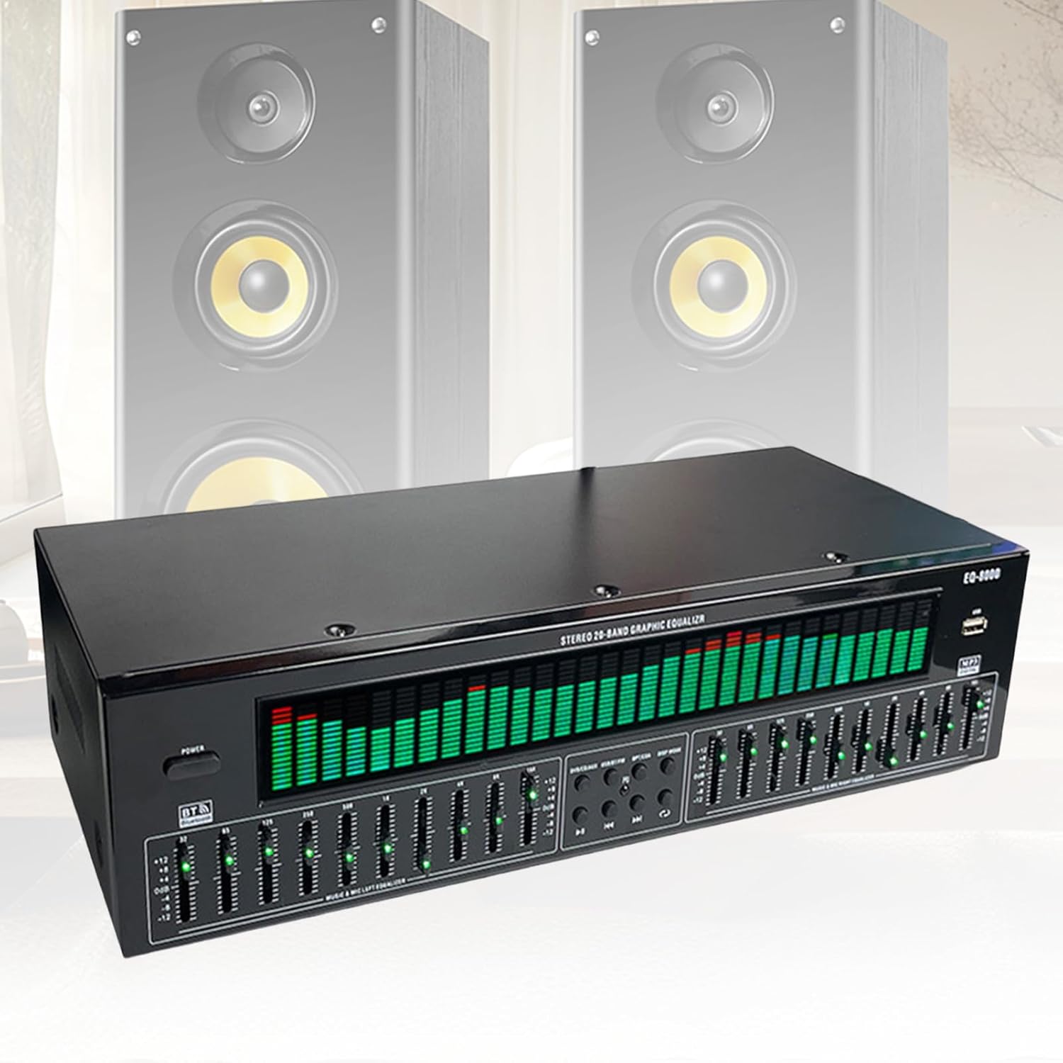 31-Band Digital Equalizer,Stereo Graphic Equalizer,Audio Spectrum Analyser,12 Rhythm Patterns,Dual 10-Band Independent Tuning,for Home