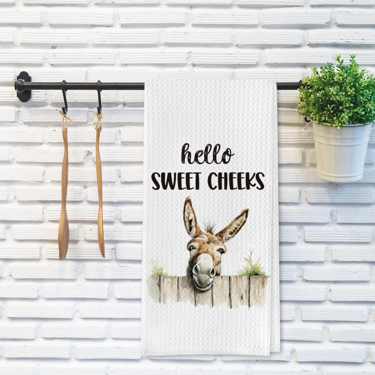 Funny Donkey Kitchen Towels, Hello Sweet Cheeks Decorative Towels for Bar Kitchen Bathroom - Image 6