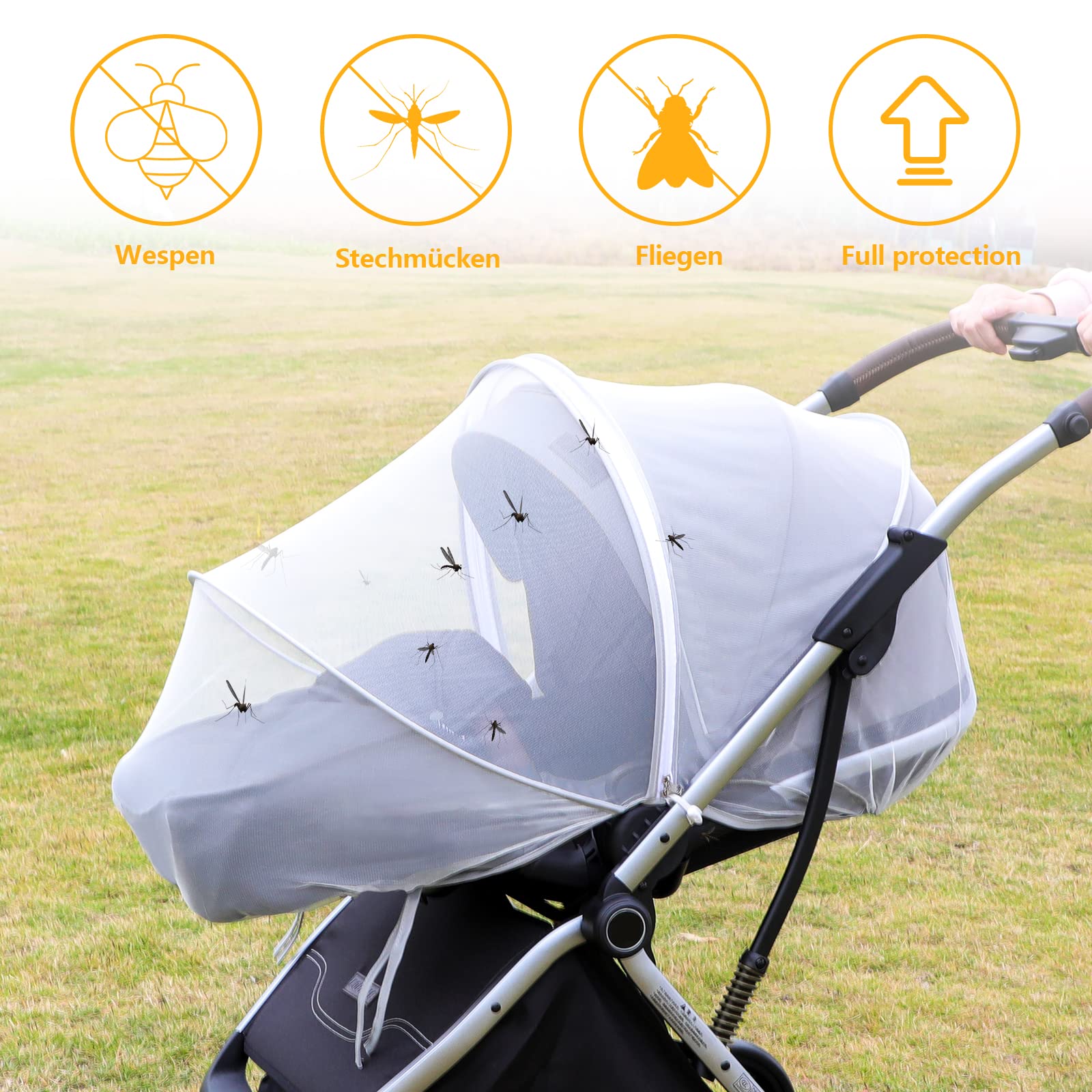 Zanzariera Universale Per Passeggino E Carrozzina - Rete Fina, Protezione Da Insetti, Facile Da Montare - Foto 7