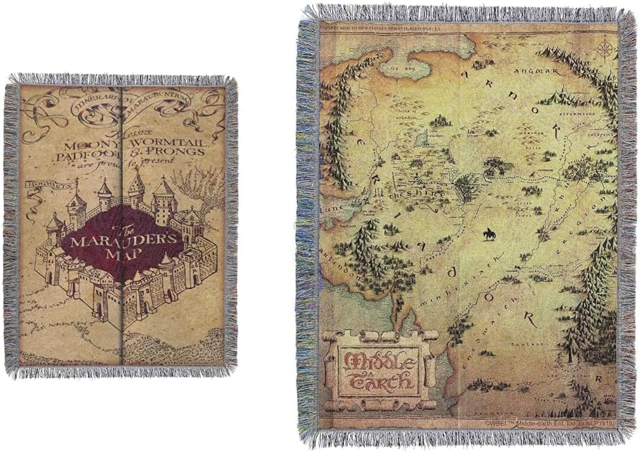 Northwest Woven Tapestry Throw Blanket, 48" x 60", Marauders Map & Lord of The Rings - The Hobbit Woven Tapestry Throw Blanket, 48" x 60", Middle Earth
