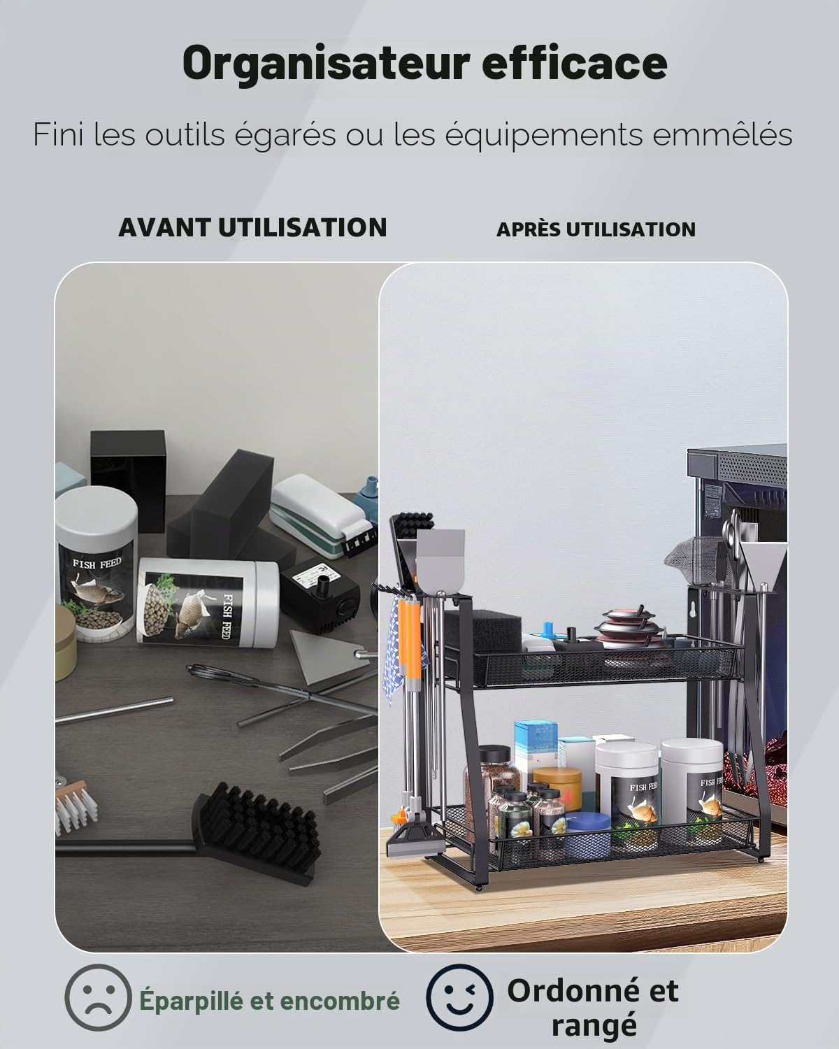 Pawfly Organisateur Outils Aquarium Accessoire Métal Démontable Rangement Outils Aquascaping pour Terrariums Bacs à Crevettes et Aquariums Plantés Support Outils Entretien Aquarium Étagère