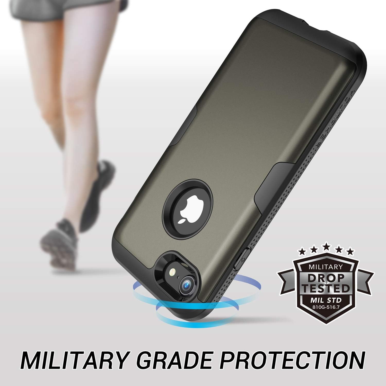 Buy 1 get 1 YOUMAKER Designed for iPhone 8 Case & iPhone 7 Case, Full Body Rugged with Built-in Screen Protector Heavy Duty Protection Slim Fit Shockproof Cover for iPhone 8 4.7 Inch - Gun