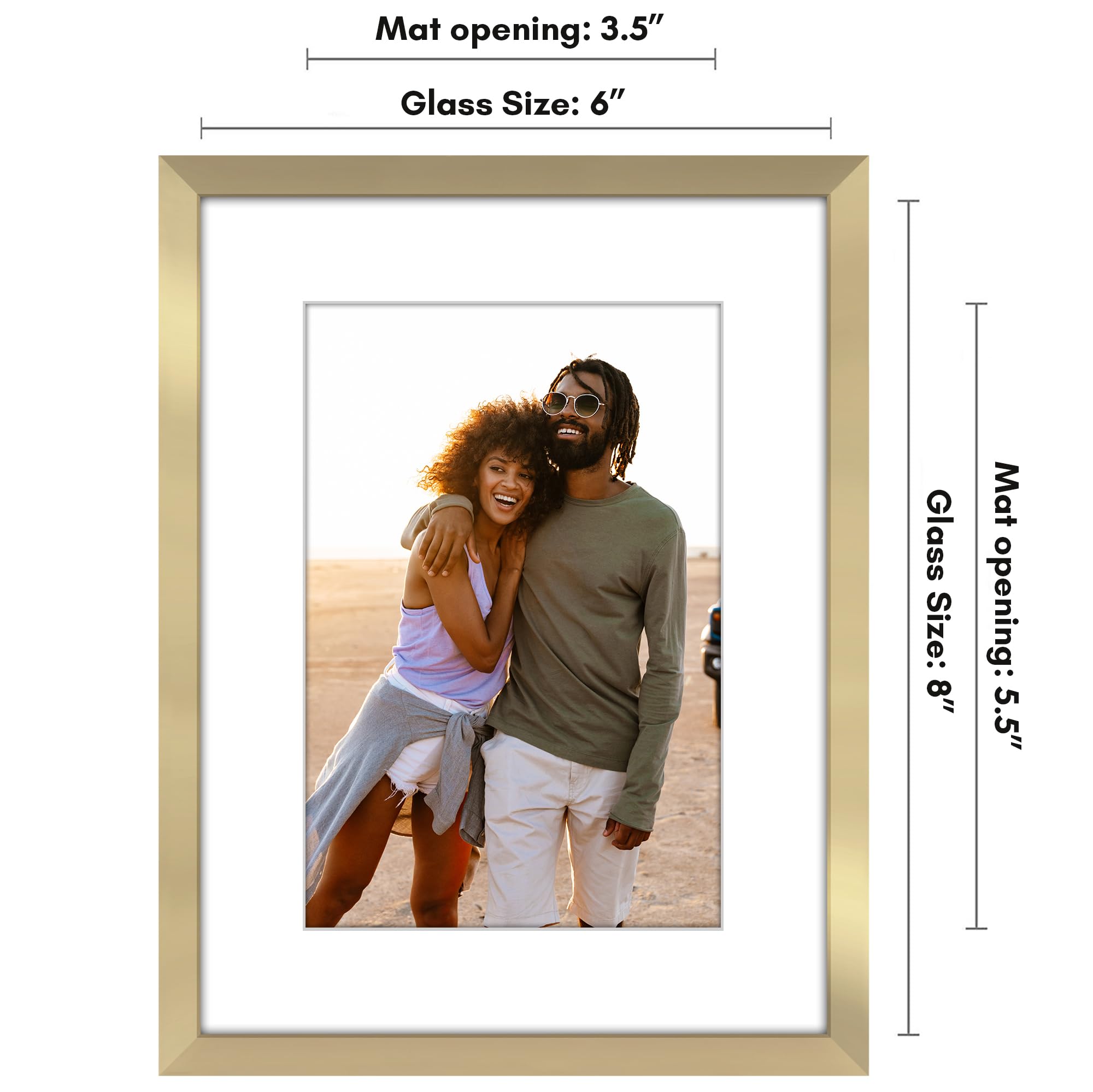 Americanflat 6x6 Picture Frame – Square Frame With Shatter-Resistant Glass – For Tabletop Or Wall Display, White - View #2