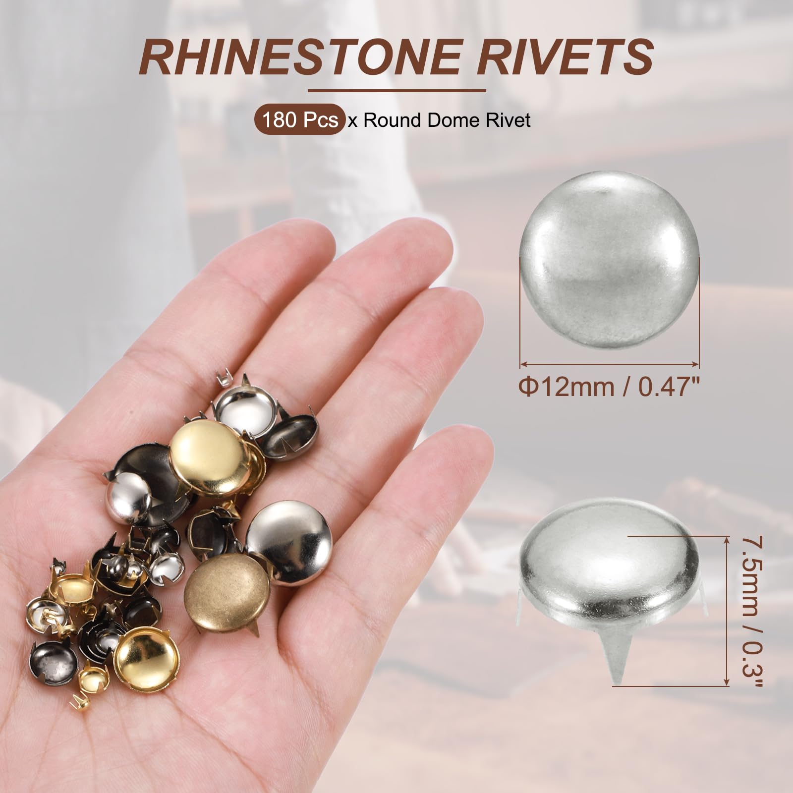 PATIKIL 12mm Round Dome Rivet - Image 2
