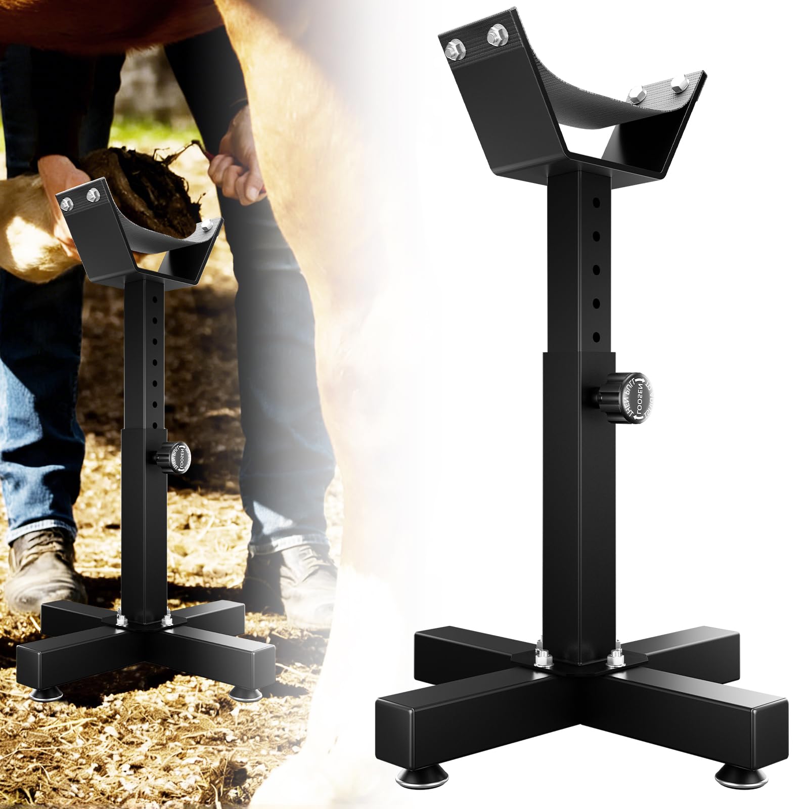 ZUIWAN Horse hoof Stand - Metal Adjustable Farrier Stand, Hoof Trimming Stand for Horses, 16"-27" Height, Black