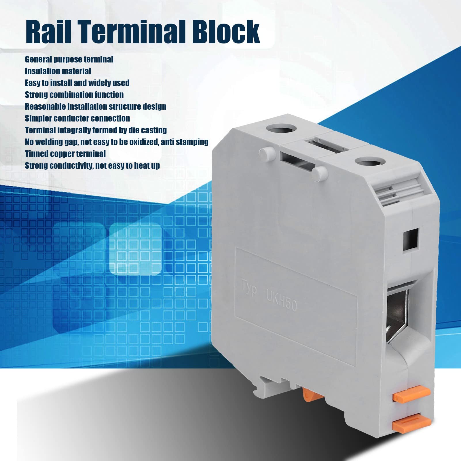 BORDSTRACT 10Pcs Combinaison de Connexion de Fil de Bornier de Rail, Antidérapant 50mm² 150A 1000V UK50N Kit de Borniers de Bornier sur Rail DIN