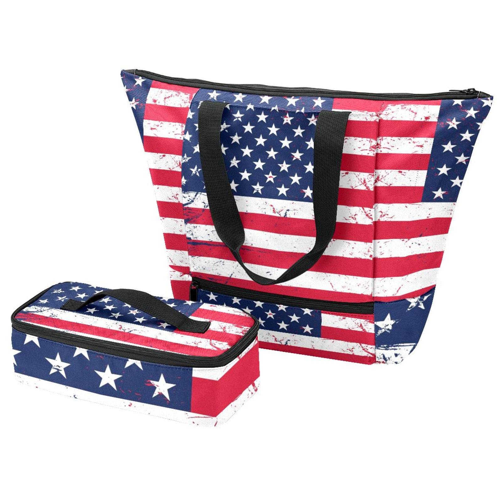 Boîte à déjeuner drapeau américain rétro et sac fourre-tout école - 8