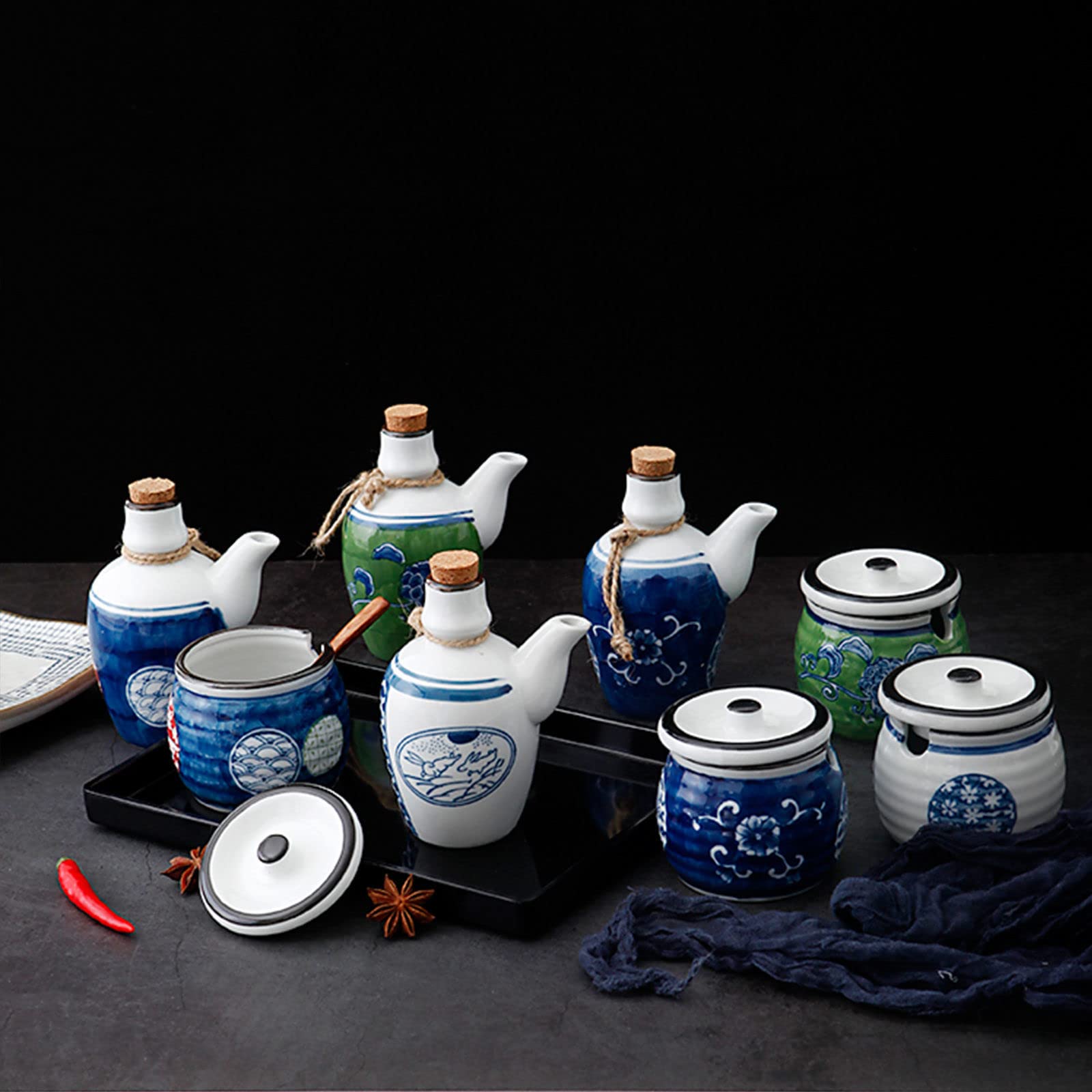 Tarro de especias de porcelana, azucarero, juegos de crema y azúcar, bote de crema y azúcar, tarro de azúcar con jarra de crema, juego for servir café, jarra de crema -Azucarero azul ( Color : Blue ,
