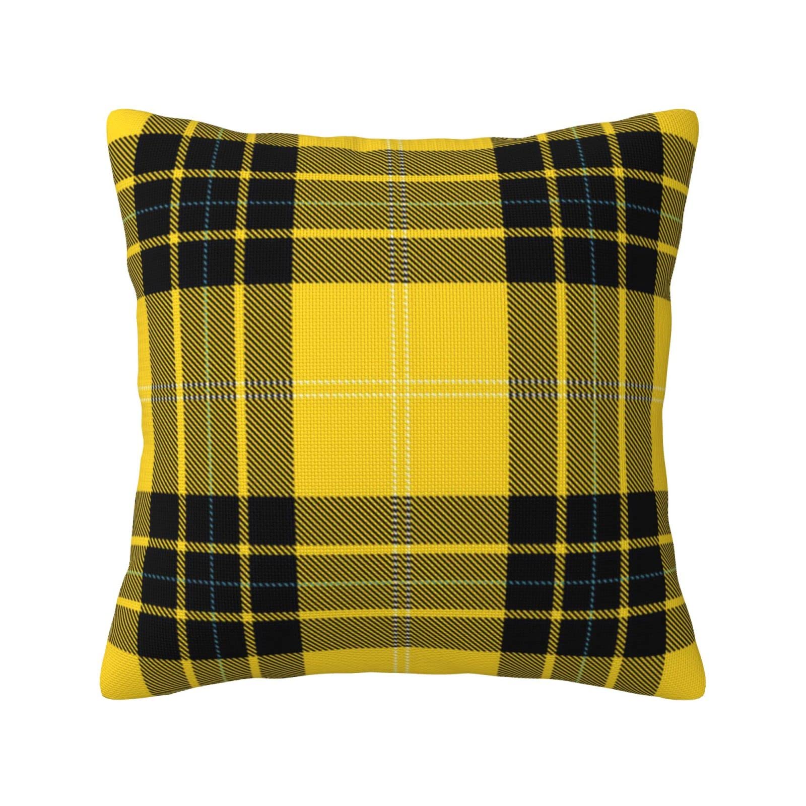 Yingd Yellow/Black Cushion Cover Classic European Tartan Linen And Pillowcase 45X45cm