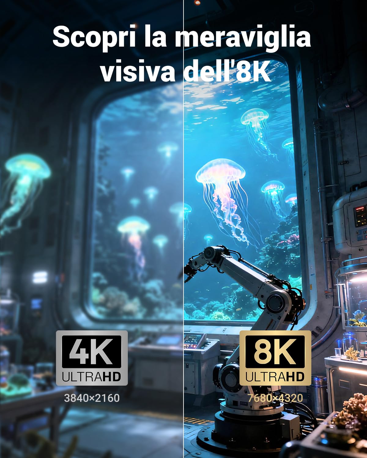 VCELINK Adattatore HDMI 2.1 Femmina-Femmina, Supporto 8K/4K 60Hz, Prolunga Cavo UHD