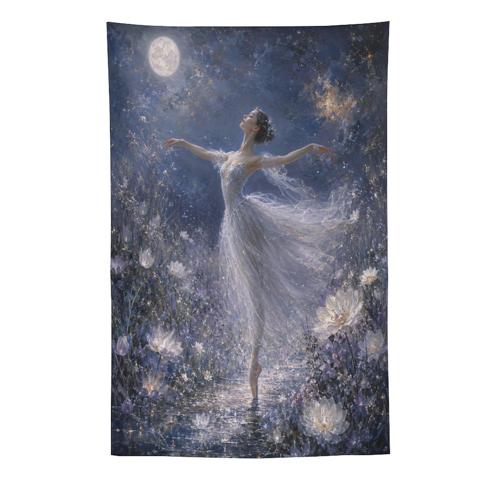 H3B8U2Y5 Ballerina Moon Wall Tapestry, Impressionist, Impressionist Light