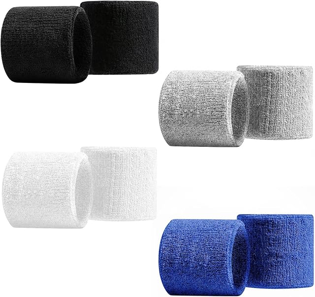 8 Pack Sports Wristbands Men Women Sweatbands Wrist Absorbent for Gym Sports Tennis Running Exercise Basketball Moisture Wicking 3.15 x 3.15 inches