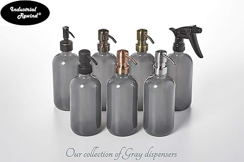 Miniatura 6 de Dispensador de jabón de vidrio con bomba de metal color gris ahumado gris Black Pump 16 onzas