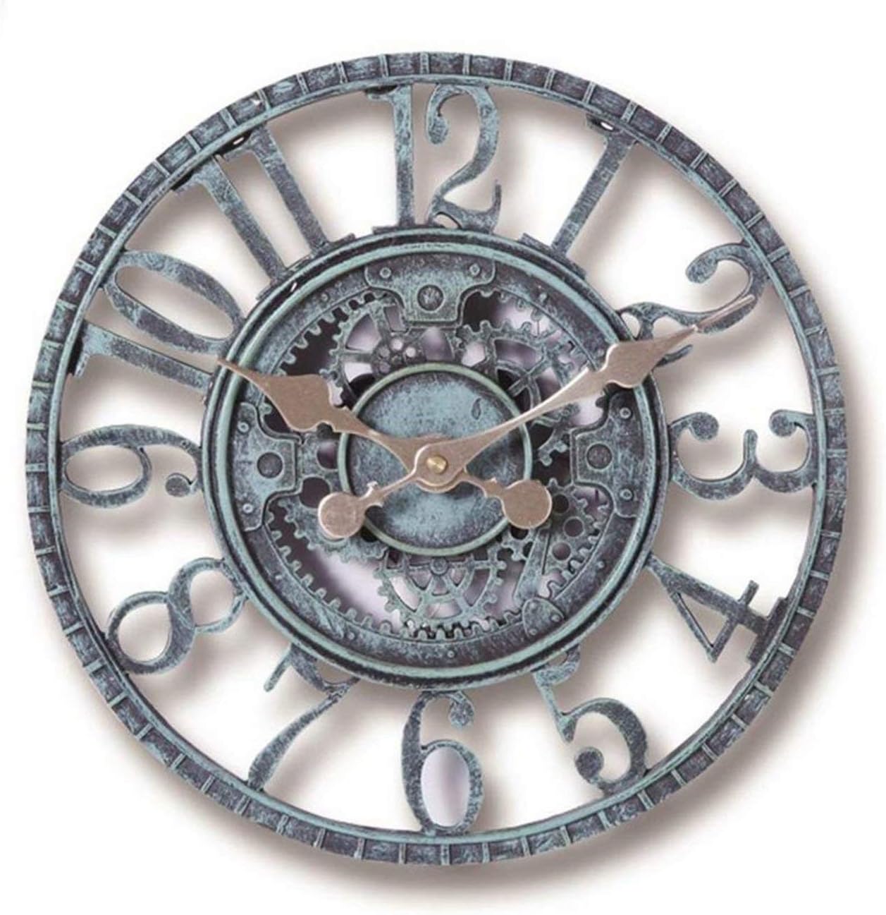 ASkinds 12 Inch Round Industrial Vintage Clock Outdoor Waterproof Battery Operated Metal Decorative Clock for Home, Living Room, Kitchen, Den, Garden