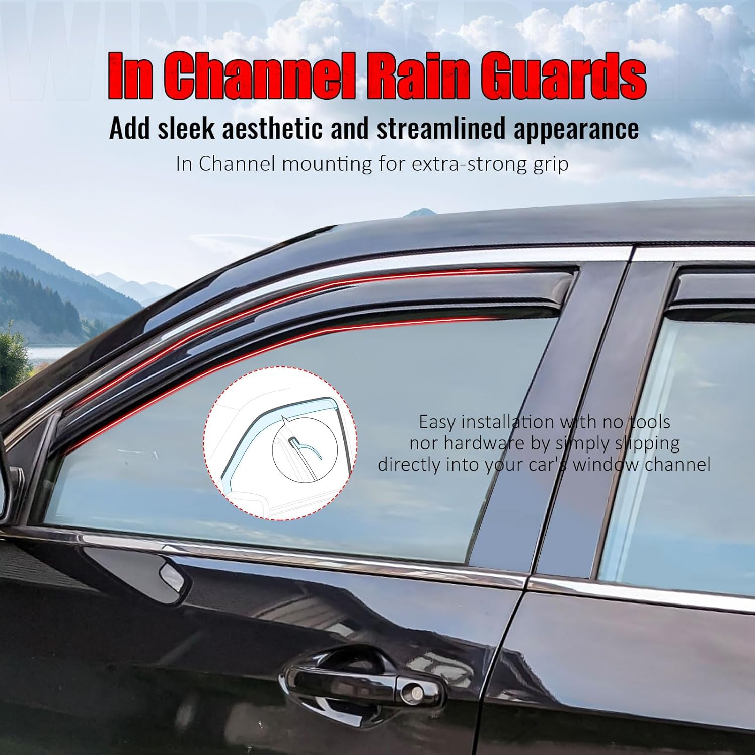 IKON MOTORSPORTS in Channel Window Visors Compatible with 2010-2017 Chevrolet Equinox, Acrylic Smoke/Tinted Rain Guards, Side Window Wind Deflectors 4PCS