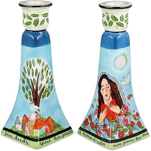 Miniatura 5 de Jessica Sporn - Juego de candelabros artísticos de cerámica con diseño de mujer de valor, se adapta a velas gruesas y cónicas para bodas,