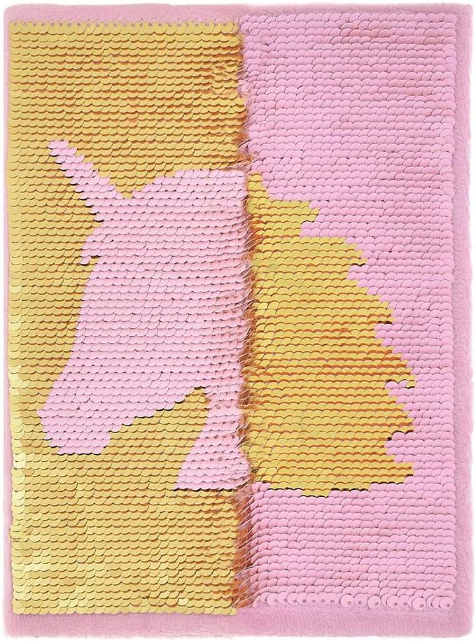iscream Glittery Flip Sequin Book-Bound Lined-Page 8.5" Journal - Unicorn Silhouette