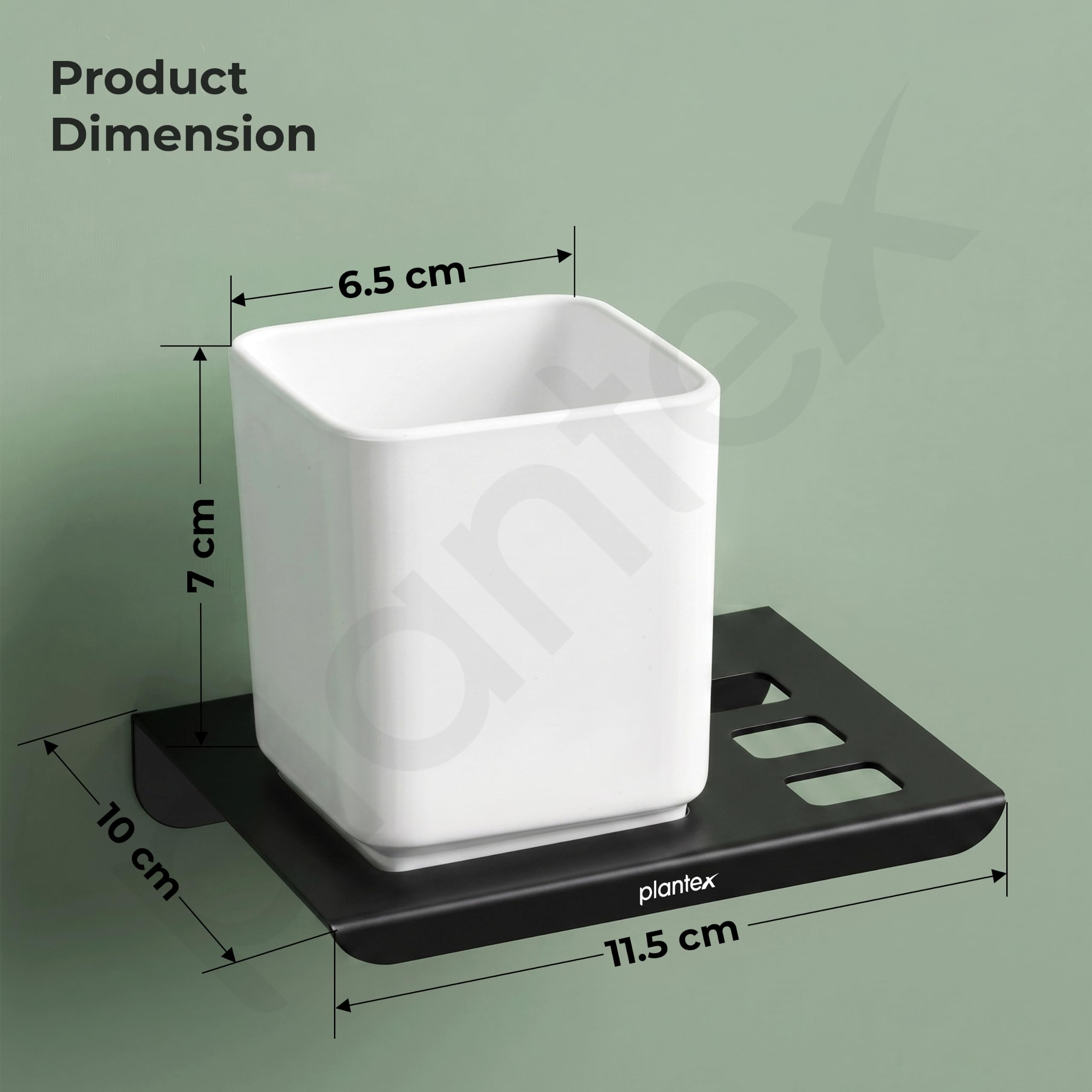 Plantex Stainless Steel with ABS Material Tumbler Holder/Tooth Brush Holder/Organizer/Bathroom Accessories - (Matt Black) 2
