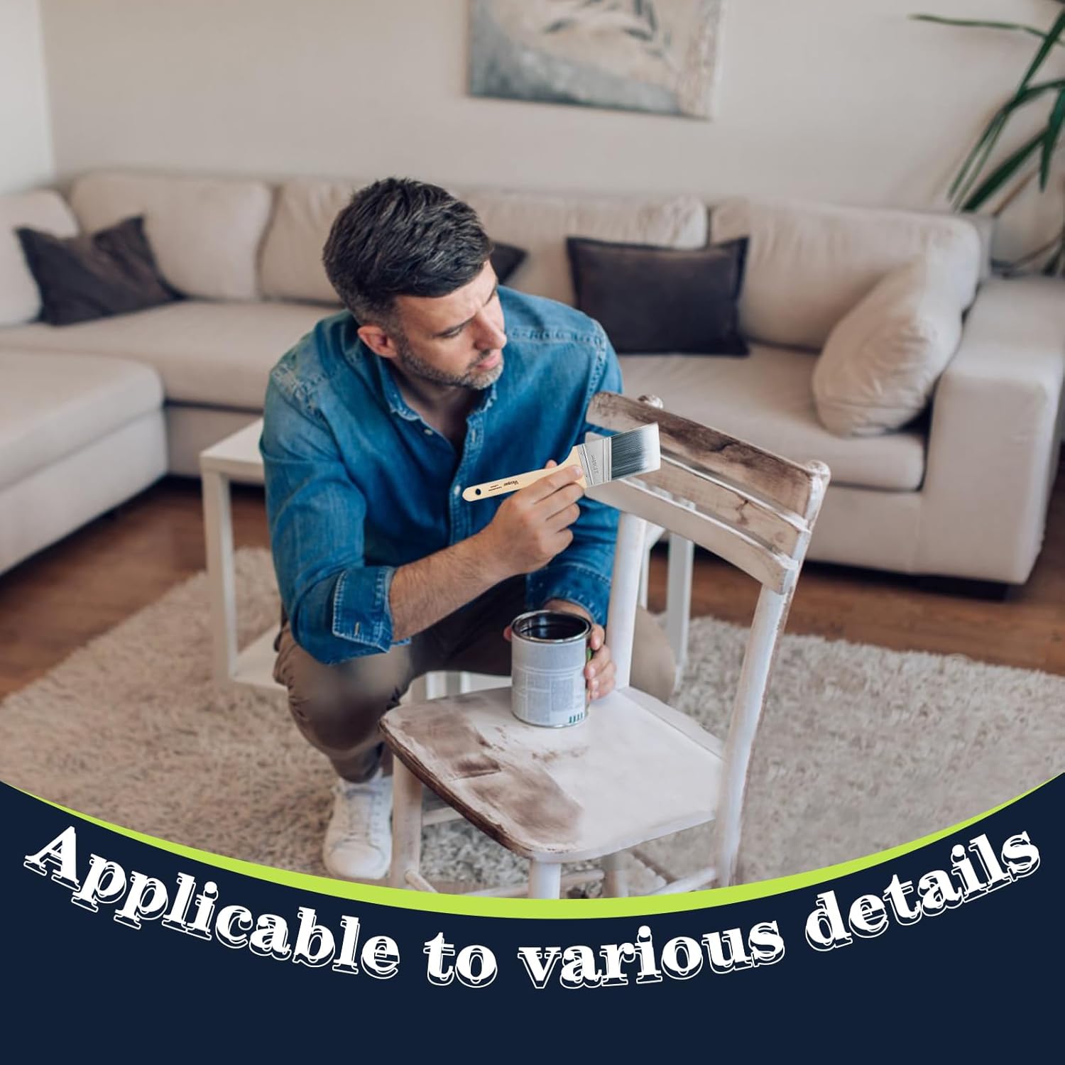 Wesquer - 2.5 Inch Paint Brushes 12 Pack Angled Stain Paint Brush for Painting Wall Fence Wood Furniture Door Frame Cabinet Window Indoor and Outdoor Commercial Paint Brush