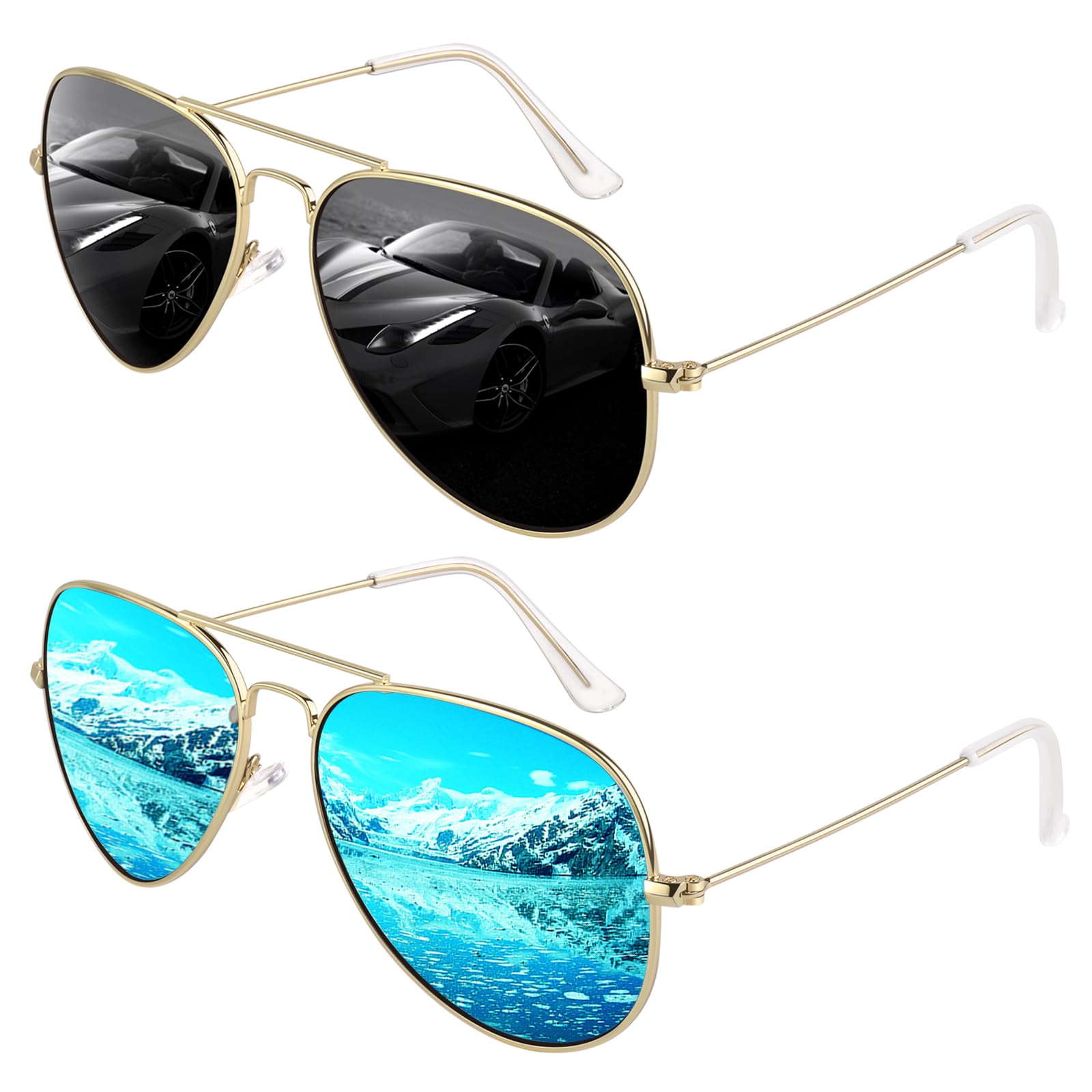 GQUEEN Gafas de Sol Hombre Mujer Metal Aleación Aviador Polarizadas UV400 Protección Clásicas para Conducir Pesca Golf