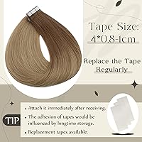 Vista 9 de Full Shine Extensiones de cabello con cinta, 2 paquetes en total de 3.53 oz, 20 pulgadas, color 10 castaño dorado a rubio oscuro 14 + extensiones