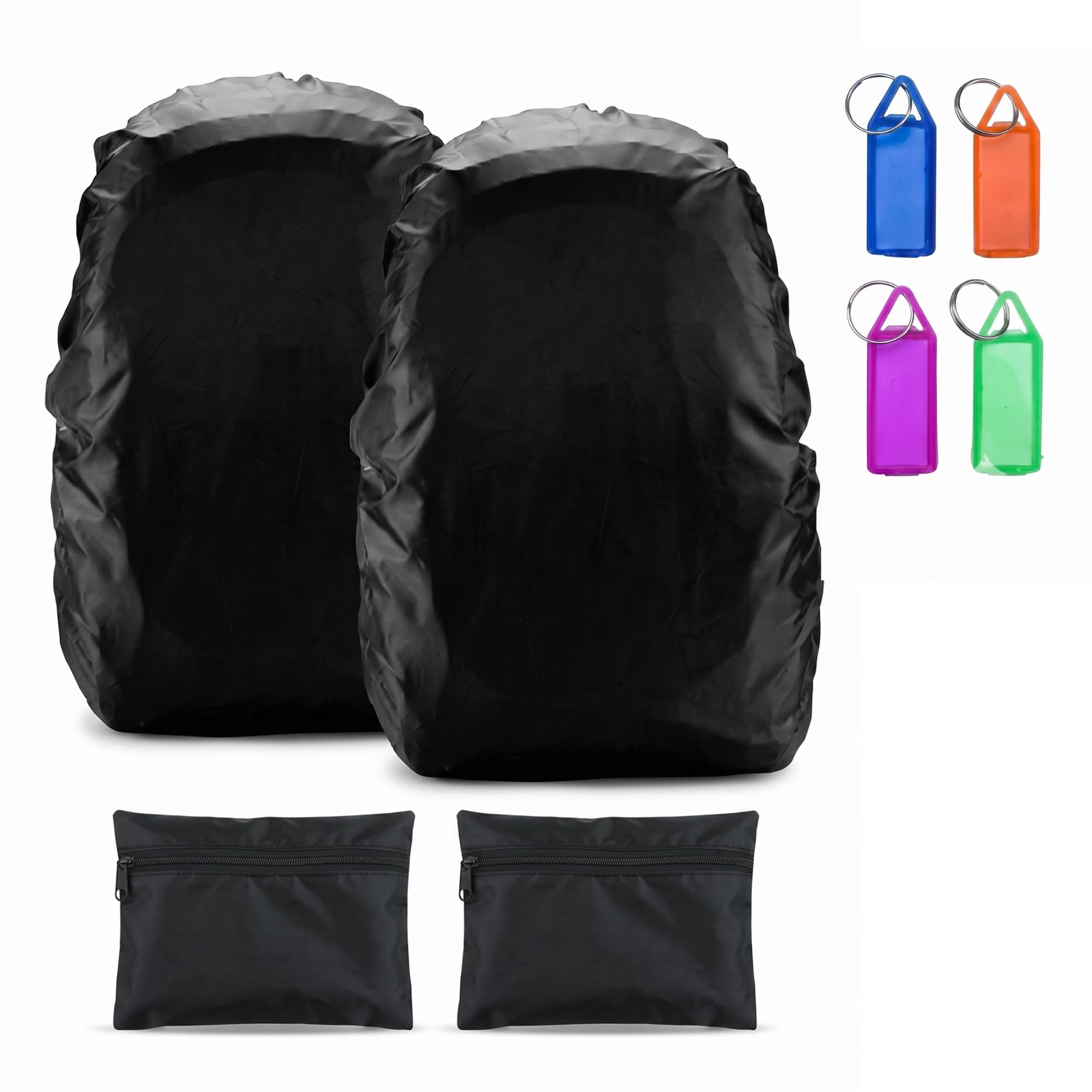 pack of 2 waterproof backpack cover 30-35l with buckle & storage pouch, rain & dust protection for school travel & hiking