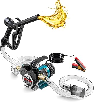 SEESII Diesel Transfer Pump 12V 13 GPM Electric Fuel Transfer Pump Kit for Transfer Diesel Kerosene for Tractor Truck Boat Home, Farm Fueling Portable DC Oil Pump with Nozzle & Hoses