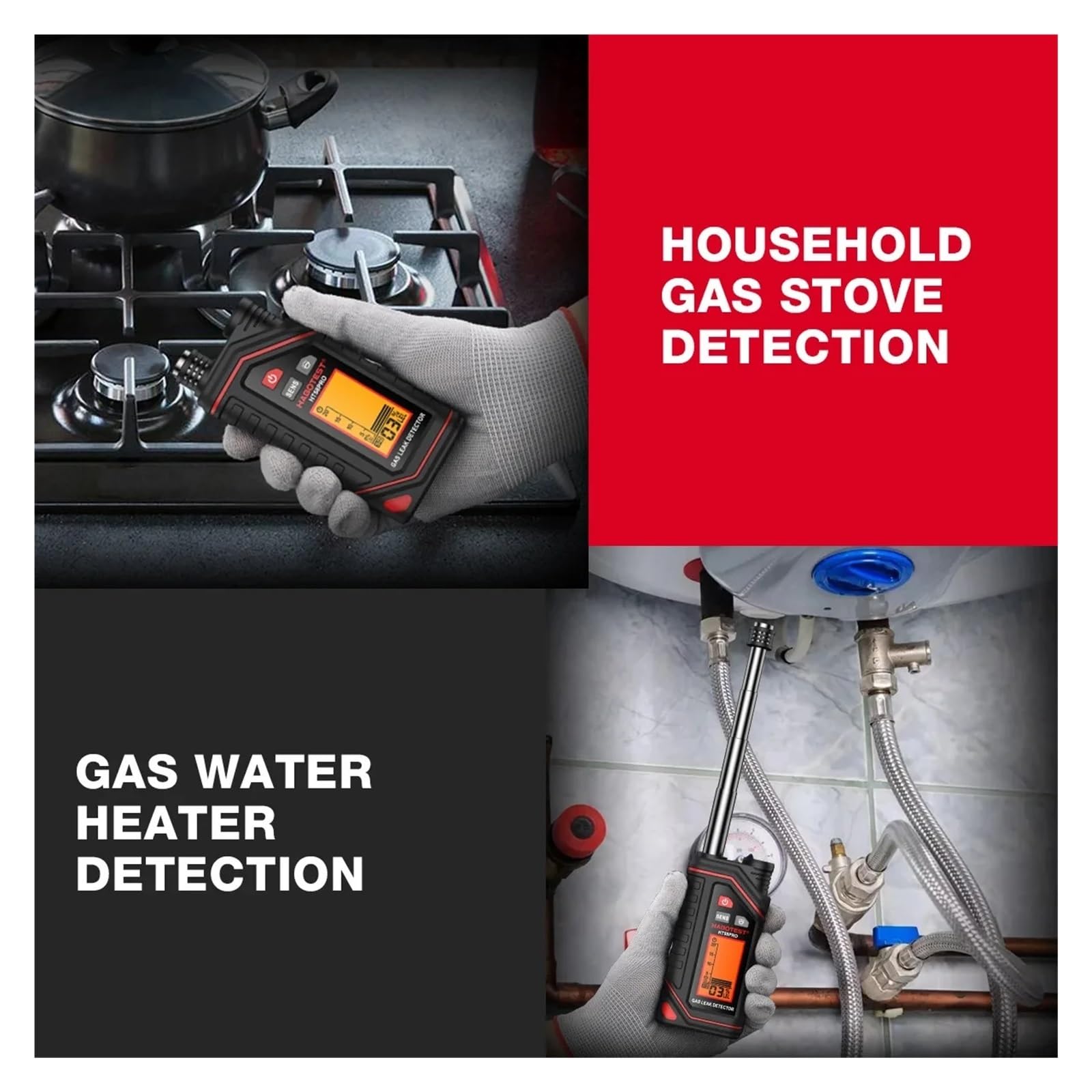 Detector de Gas, Detector de gas natural recargable, sonda extensible, monitor portátil de fugas de gas combustible.