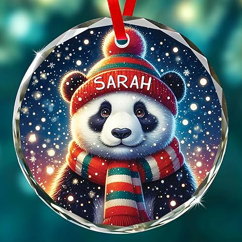 Miniatura 27 de Adorno de cristal de jirafa con nombre personalizado, regalo de adorno de Navidad personalizado para amantes de las jirafas, adornos de Navidad