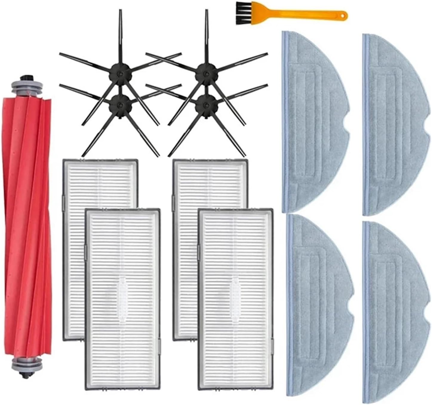 Spare Rubberized Main Brush, Side Brush, Hepa Filter, Mop Cloth, Compatible for Roborock S7 S7 Max, Robot Vacuum Cleaner Parts Replacement(Set 01)