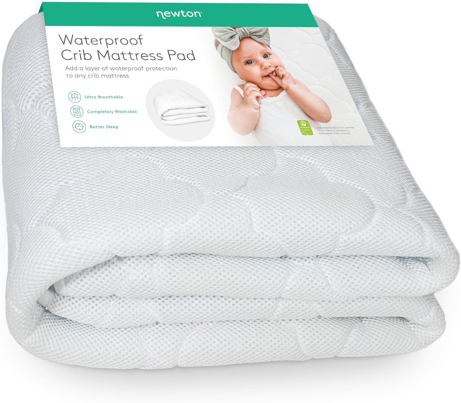 Newton Baby Waterproof Crib Mattress Pad Protector: Ultra-Breathable, 3X Thicker Quilted, Machine Washable, Universal Fit for Standard Cribs