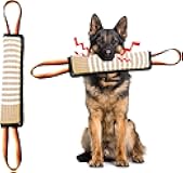 ASOCEA Dog Tug Toy,Bite Jute Pillow Pull Toy Tough Squeaky Dog Toys with 2 Handles for Medium to Large Dogs Interactive Toy Tug of War Lasting Training Equipment