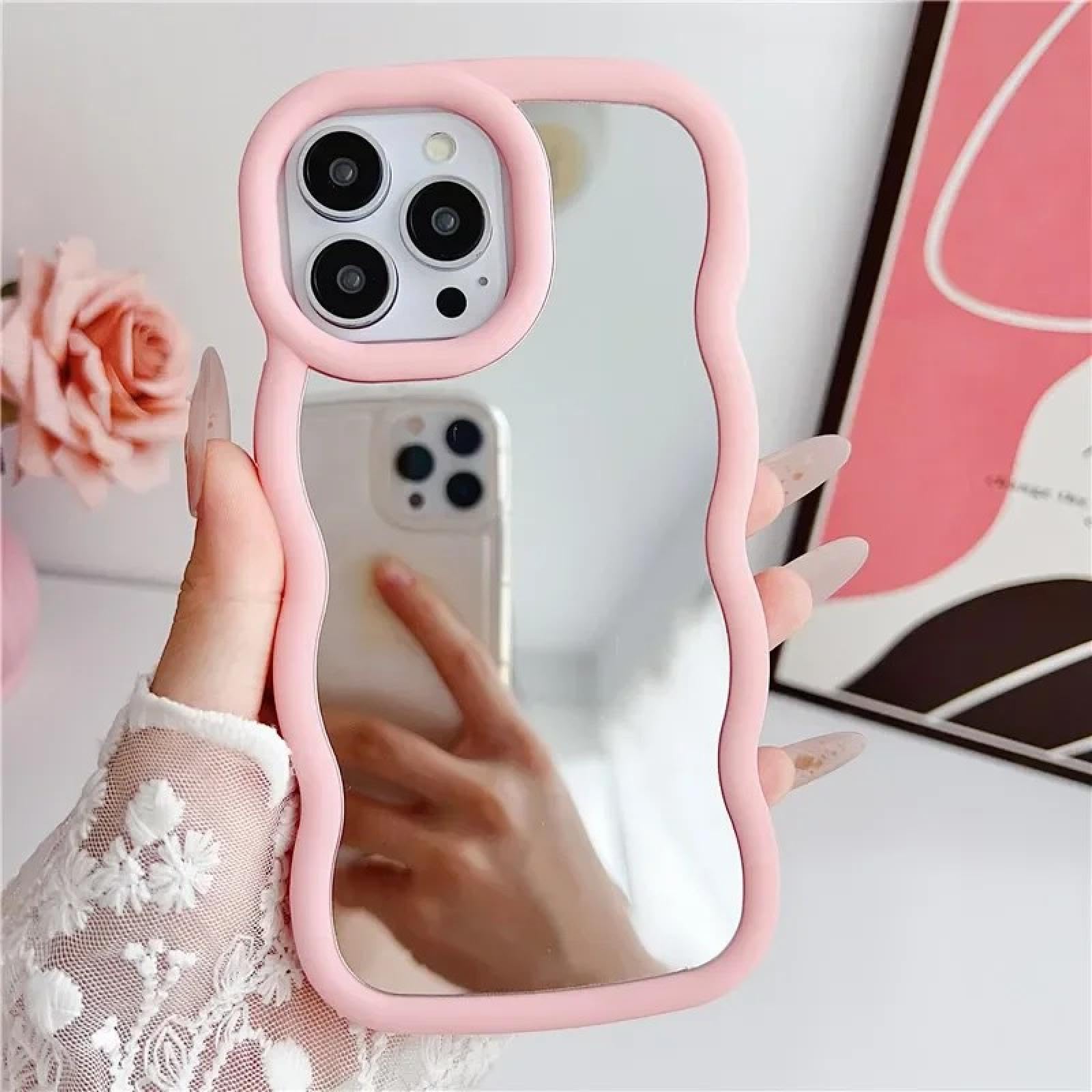 Coque silicone effet miroir rose pour iPhone 15 Pro Max