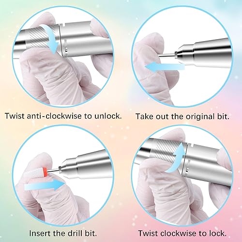 Miniatura 6 de Recargable 35000 RPM Máquina de taladro de uñas eléctrica, máquina de lima de uñas eléctrica portátil profesional para manicura - blanco