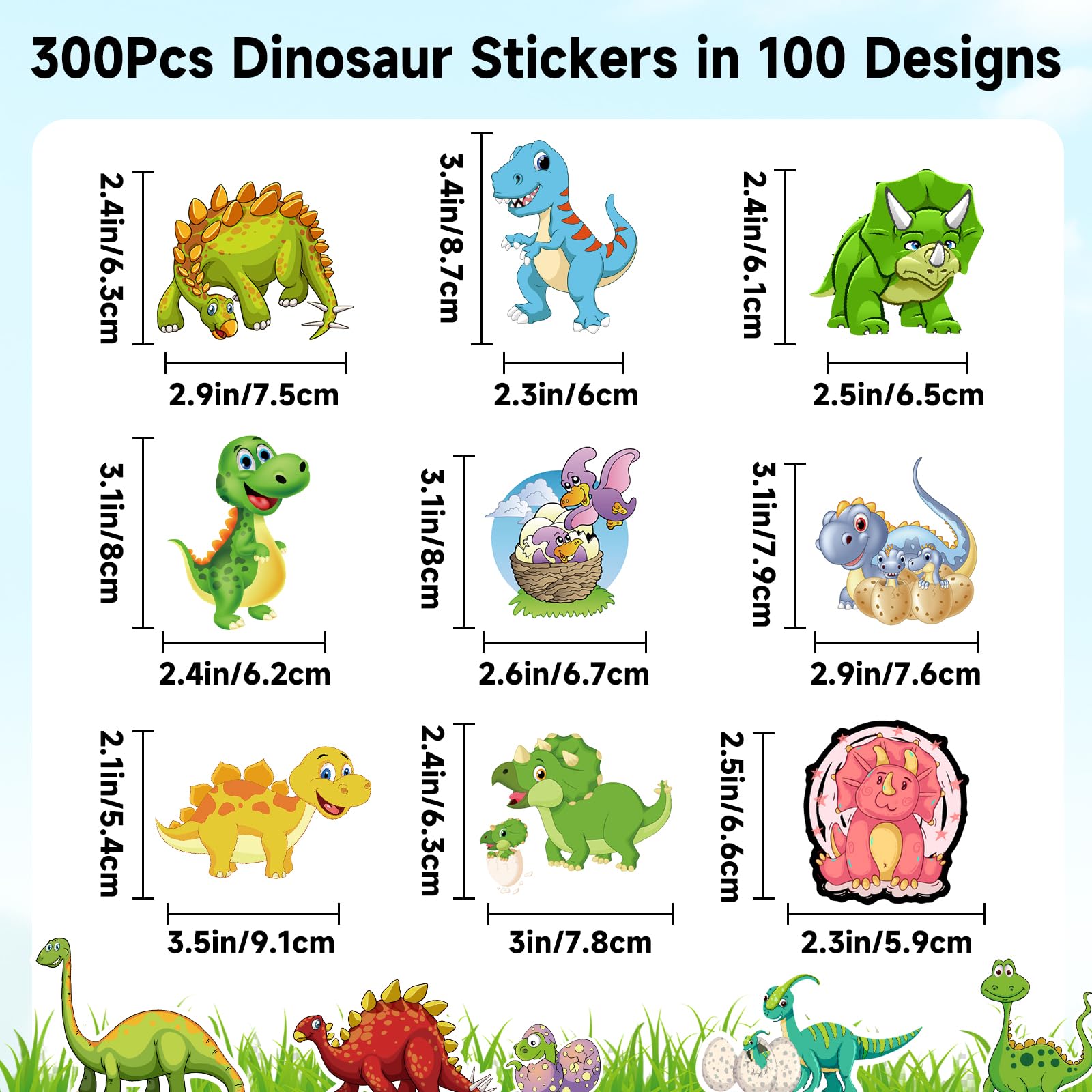 G2PLUS 300PCS Dinosaur Stickers for Children: Fun Waterproof Vinyl Stickers for Kids’ Water Bottles, Classroom Rewards - Image 2