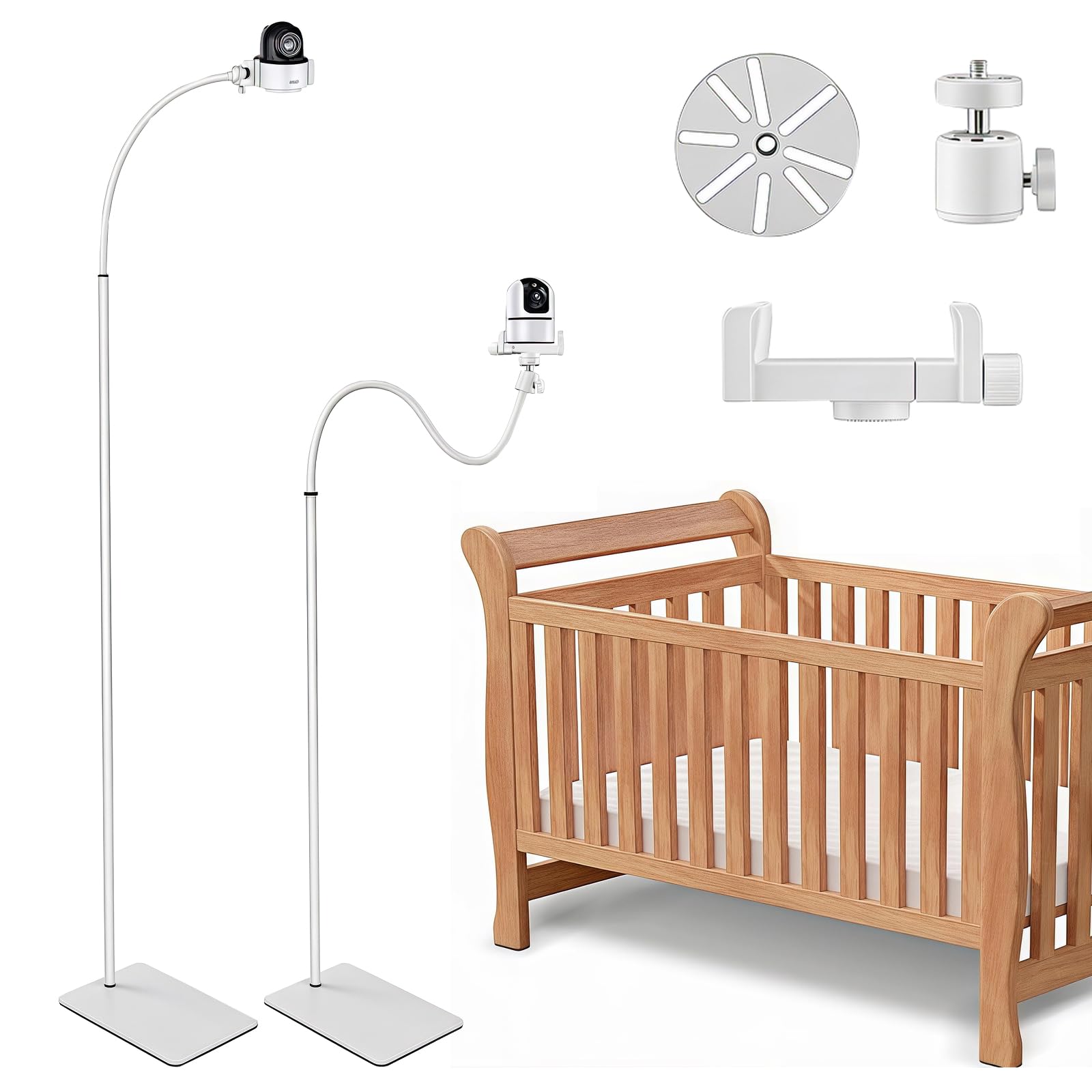 Baby Monitor Mount Floor Stand, Adjustable Height Flexible Baby Camera Mount Holder Compatible with HB6550/HB65/HB66/HB248/Eufy Spaceview/Spaceview Pro/Spaceview S with 1/4 Thread Mount Baby Camera