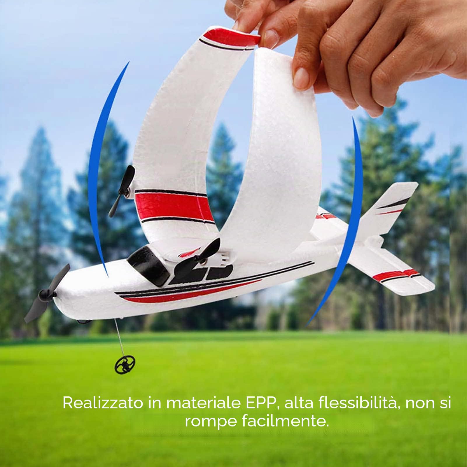 Goolsky FX801 Cessna 182 2,4 GHz 2CH RC Aereo Outdoor Giocattolo per Bambini Ragazzi con 2 Batterie