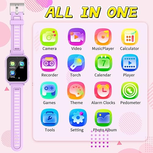 Miniatura 2 de Vakzovy Reloj inteligente para niños y niñas, reloj inteligente para niños de 4 a 12 años con 24 juegos, cámara HD, reproductor de música,