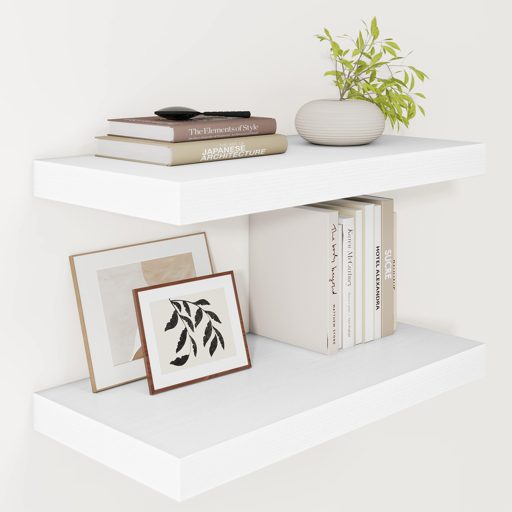 Vivelove White Floating Shelves Over Toilet, 24/36/48/55 Inch X 12 Deep Shelves for Room Wall Mounted, 2" Thick Floating Shelf for Living Room Bedroom