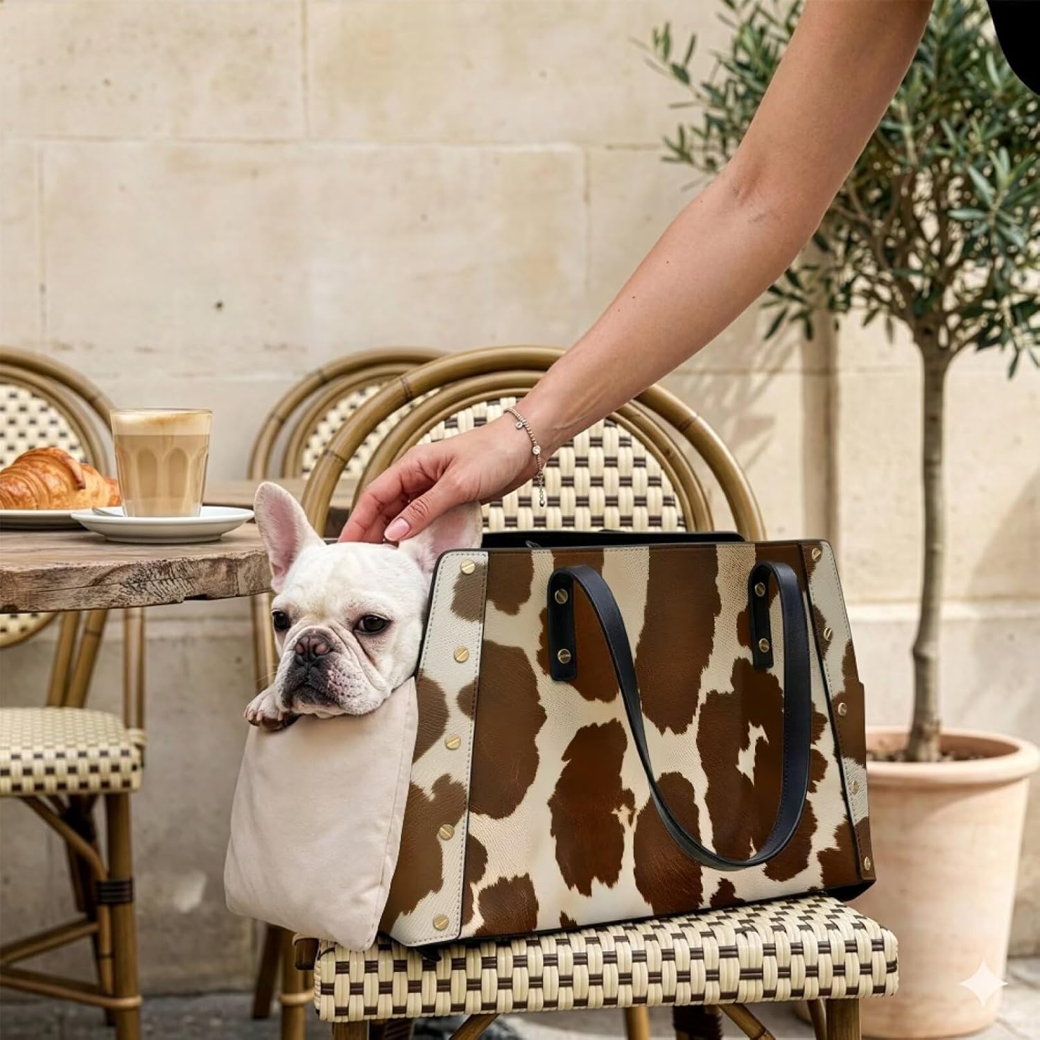 Cow Print Dog Purse Carrier Portable Lightweight Small Dog Carrier, Soft Sided Dog Shoulder Bag for Small Dogs City Walks