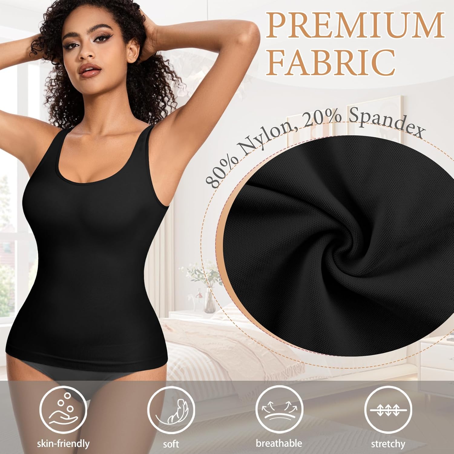 ONEW Shapewear Camisoles Seamless Tummy Control Compression Tank Tops Waist Trainer Body Shaper for Women - Image 3