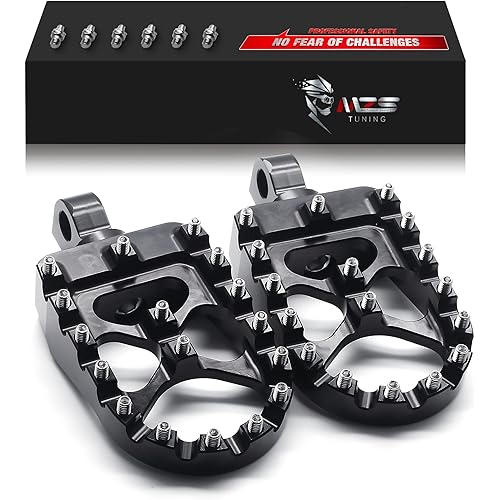 MZS Motorcycle Foot Pegs, Aluminum 360 Degree Adjustable MX Cruiser Footpegs Footrest Wide Rest Pedal Compatible with Dyna 93-17 | Fatboy 90-17 | Iron 883 09-17 | Sportster 00-17 | Street Bob 07-17